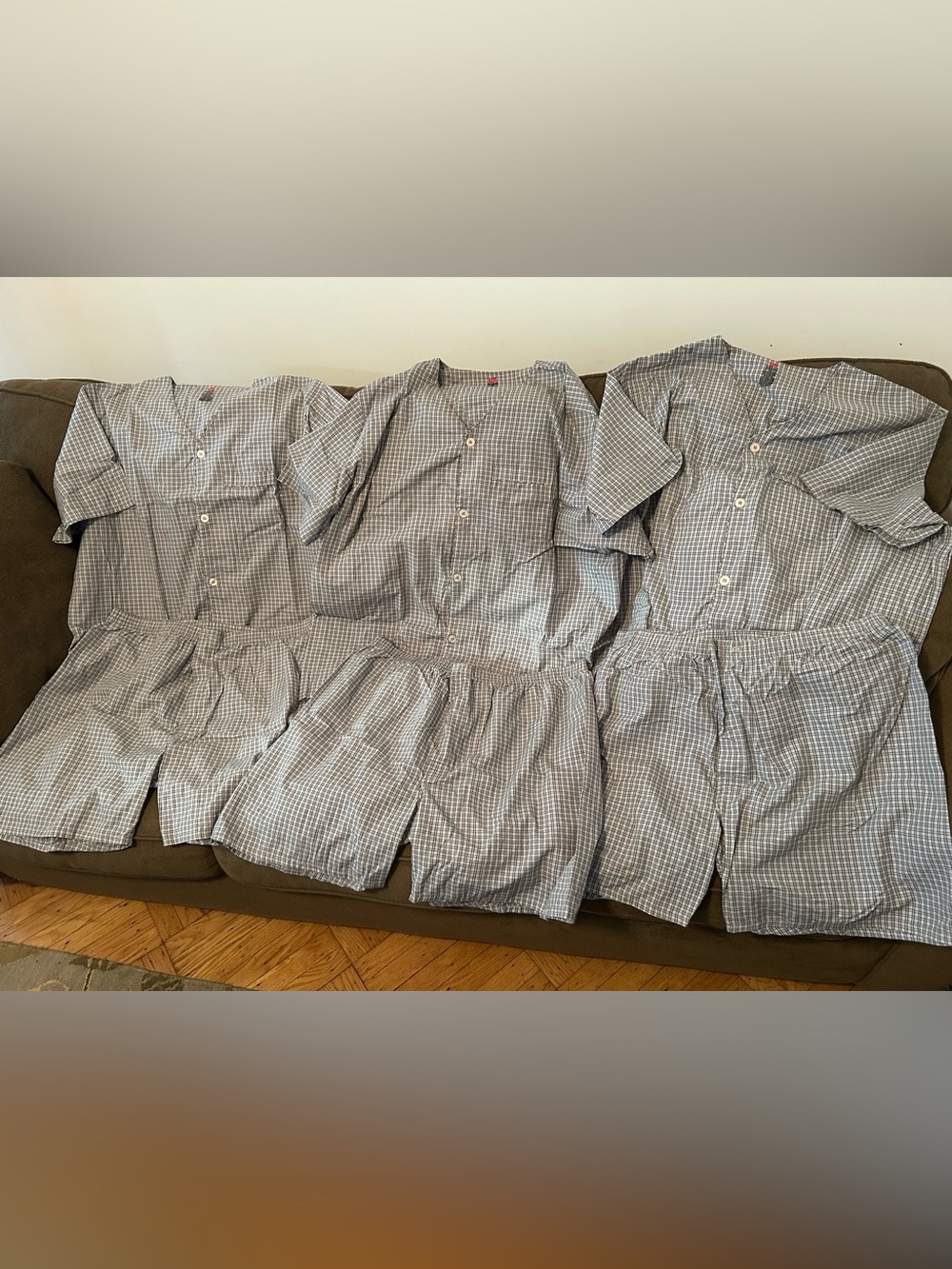 Hanes Lot of Three Pairs Men’s Pajama Shirt/Shorts Set 2XL Short Sleeves V-Neck